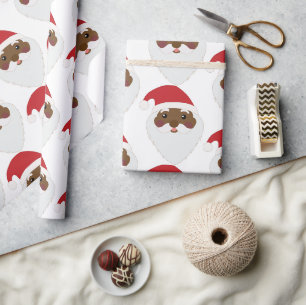 Cadeau Papier d'enveloppement du Père Noël africain-améri
