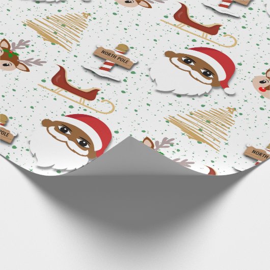 Cadeau Papier d'enveloppement du Père Noël africain-améri (Coin)