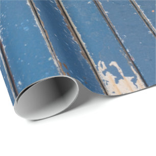 Cadeau Papier d'enveloppement en bois bleu rustique
