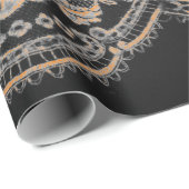 Cadeau Papier d'enveloppement en LACE NOIR ET ORANGE (Coin rond)