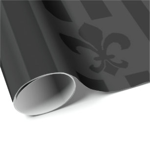 Cadeau Papier d'enveloppement en velours noir Fleur de Li
