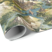 Cadeau Papier d'enveloppement Enchanted Mountain Kingdom (Coin rond)