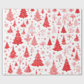 Cadeau Papier d'enveloppement Festive Red Christmas Tree (Plat)