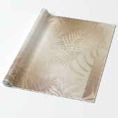 Cadeau papier d'enveloppement feuille en or tropical (Déroulé)