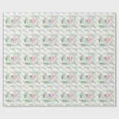 Cadeau Papier d'enveloppement Feuille et Coeurs roses (Plat)