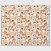 Cadeau Papier d'enveloppement feuille rouge et doré (Plat)