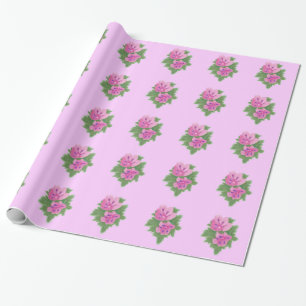 Cadeau Papier d'enveloppement Feuille vert violet rose
