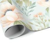 Cadeau Papier d'enveloppement floral à fleurs de la pêche (Coin rond)