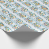 Cadeau Papier d'enveloppement floral aux oiseaux bleus (Coin)