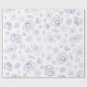 Cadeau Papier d'enveloppement floral bleu (Plat)