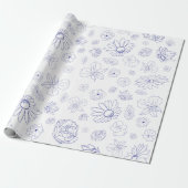 Cadeau Papier d'enveloppement floral bleu (Déroulé)