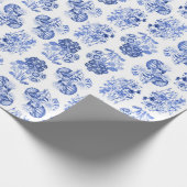 Cadeau Papier d'enveloppement floral bleu Delft (Coin)