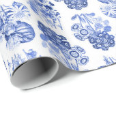 Cadeau Papier d'enveloppement floral bleu Delft (Coin rond)