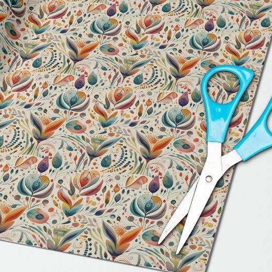 Cadeau Papier d'enveloppement floral Boho moderne