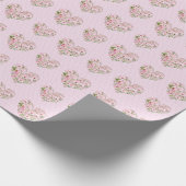 Cadeau Papier d'enveloppement Floral Coeur Rose (Coin)