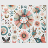 Cadeau Papier d'enveloppement floral de Boho Peace & Love (Plat)