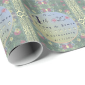 Cadeau Papier d'enveloppement floral du 4e anniversaire d (Coin rond)