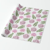 Cadeau Papier d'enveloppement floral rose et violet (Déroulé)