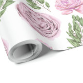 Cadeau Papier d'enveloppement floral rose et violet (Coin rond)