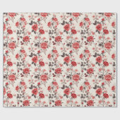 Cadeau Papier d'enveloppement floral Rose gras (Plat)