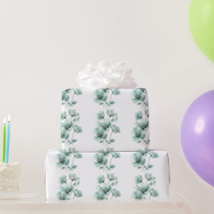 Cadeau Papier d'enveloppement floral turquoise clair