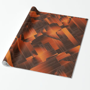 Cadeau Papier d'enveloppement Fractal Orange Brûlé