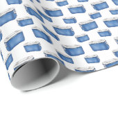 Cadeau Papier d'enveloppement Glacière bleu (Coin rond)