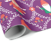 Cadeau Papier d'enveloppement Gnome de Noël mignon (Coin rond)