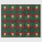 Cadeau Papier d'enveloppement gothique rouge vert et or (Plat)