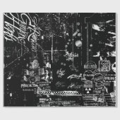 Cadeau Papier d'enveloppement gris noir et blanc (Plat)