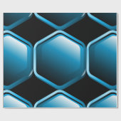 Cadeau Papier d'enveloppement Hexagon Bleu (Plat)