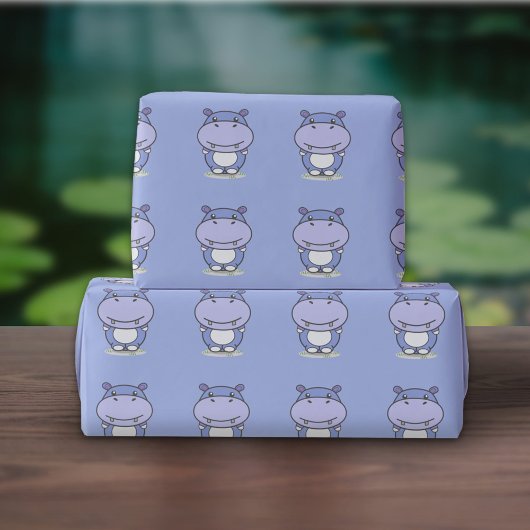 Cadeau Papier d'enveloppement Hippo mignonne
