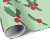 Cadeau Papier d'enveloppement Holly Berry (Coin rond)