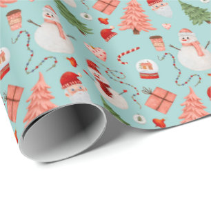 Cadeau Papier d'enveloppement Jolly Christmas Time - Bleu