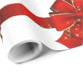 Cadeau Papier d'enveloppement Joyeuses Fêtes de Bow rouge (Coin rond)