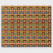 Cadeau Papier d'enveloppement Kente Plaid K84 (Plat)