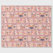 Cadeau Papier d'enveloppement Lucky Cats (Plat)