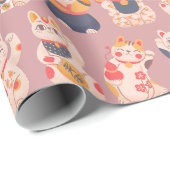 Cadeau Papier d'enveloppement Lucky Cats (Coin rond)