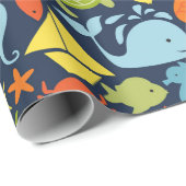 Cadeau Papier d'enveloppement marin bleu profond (Coin rond)