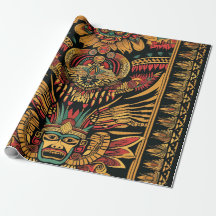 Papier d'enveloppement mat Cyan "Aztec Dream"