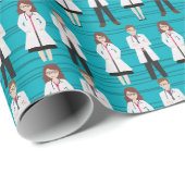 Cadeau Papier d'enveloppement Médicale bleu blanc (Coin rond)