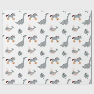 Cadeau Papier d'enveloppement mignon blanc animal Dino Le