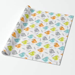 Cadeau Papier d'enveloppement mignon des oiseaux modernes
