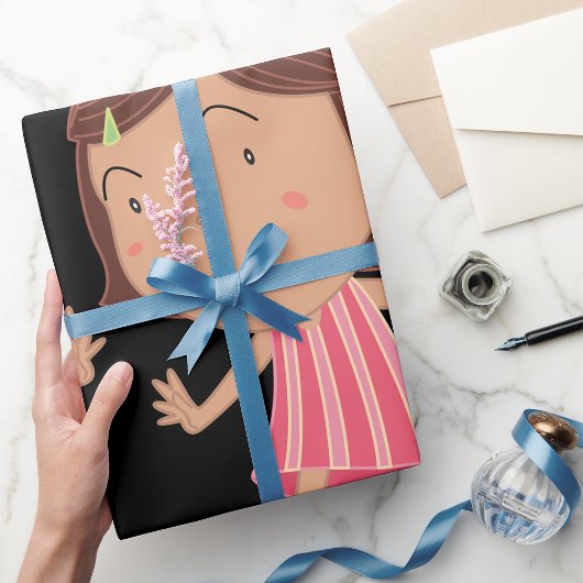 Cadeau Papier d'enveloppement mignon pour petite fille