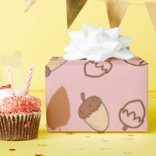 Cadeau Papier d'enveloppement mignon rose d'automne