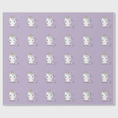 Cadeau Papier d'enveloppement mignon violet Unicorne (Plat)