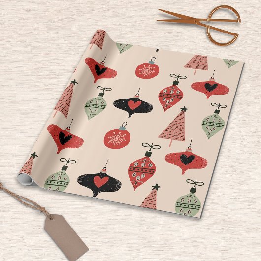 Cadeau Papier d'enveloppement moderne de Noël du milieu d