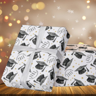 Cadeau Papier d'enveloppement moderne noir et blanc