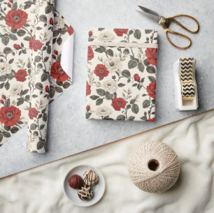 Cadeau Papier d'enveloppement moderne Rose unique