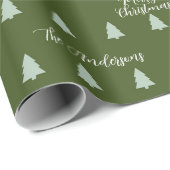 Cadeau Papier d'enveloppement monogramme de Noël simple (Coin rond)